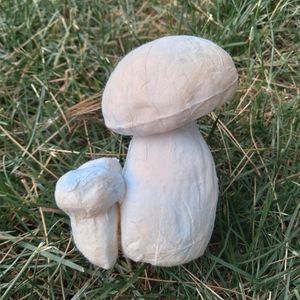 Small 1970s vtg light blue mushroom decor